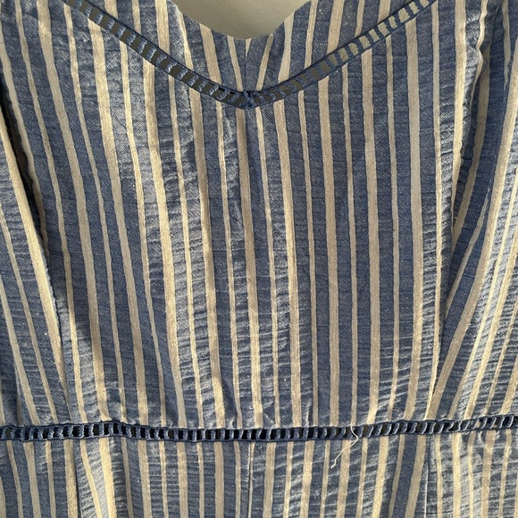 Blue and White Stripe Floral Romper - Picture 5 of 7